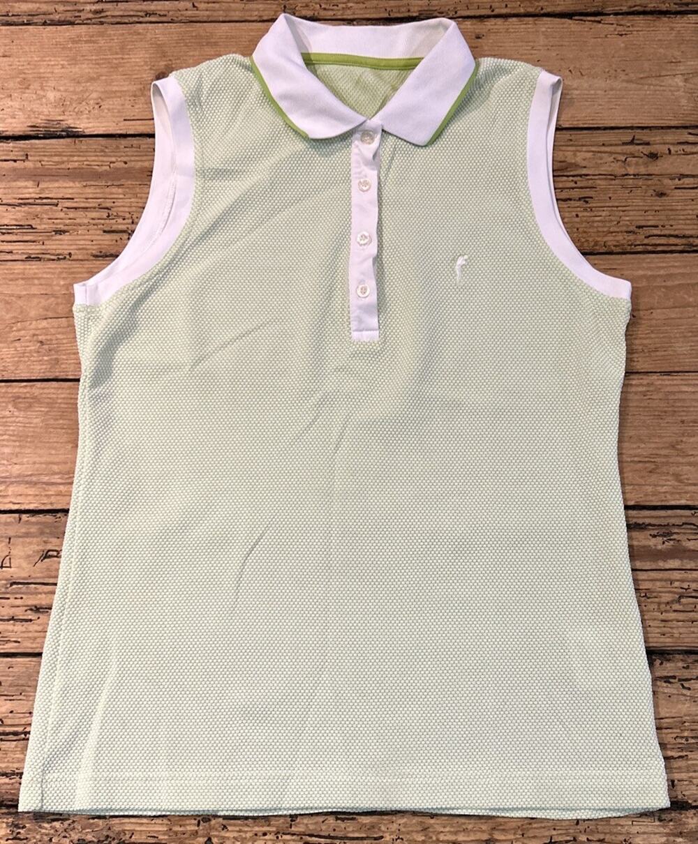 Golfino Women’s Green Sleeveless Golf Polo Size L NWOT